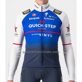 Maglia 2022 Quick-Step Alpha Vinyl Thermal Manica Corta Blu Bianco